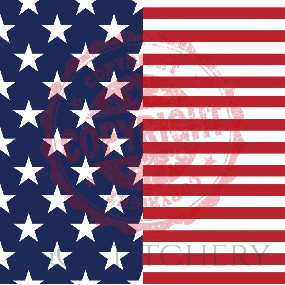 Copyright stamp over American flag design