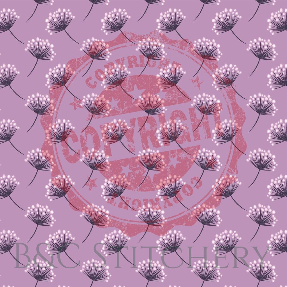 Purple floral pattern with copyright stamp overlay.