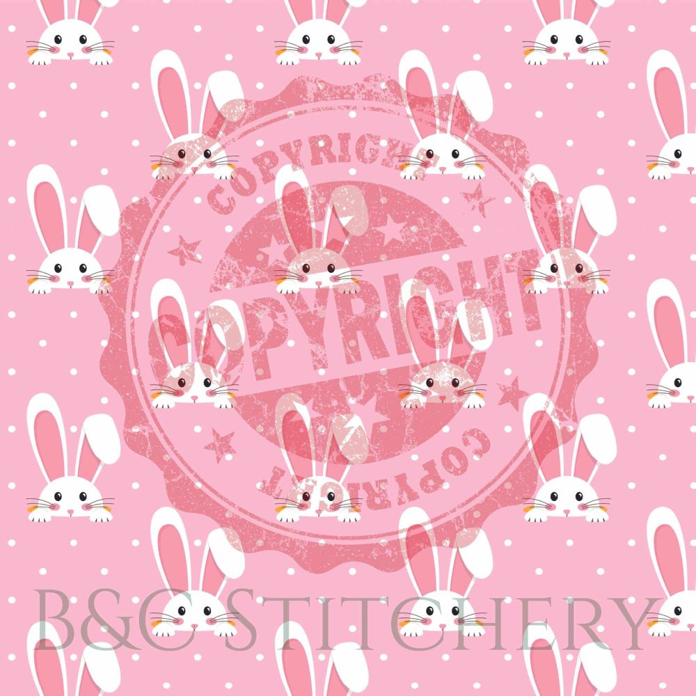 Cute bunny pattern on pink background