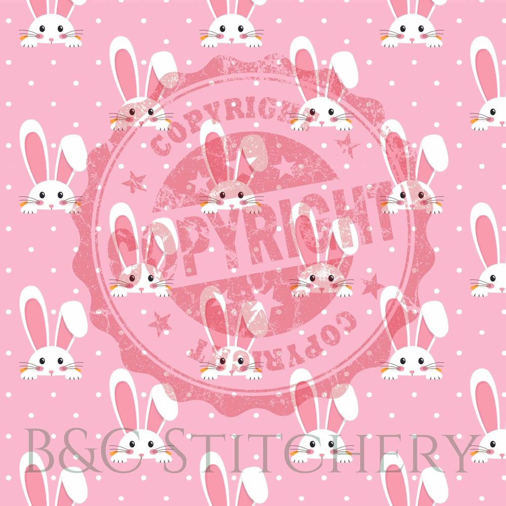 Cute bunnies pattern with pink polka dots.