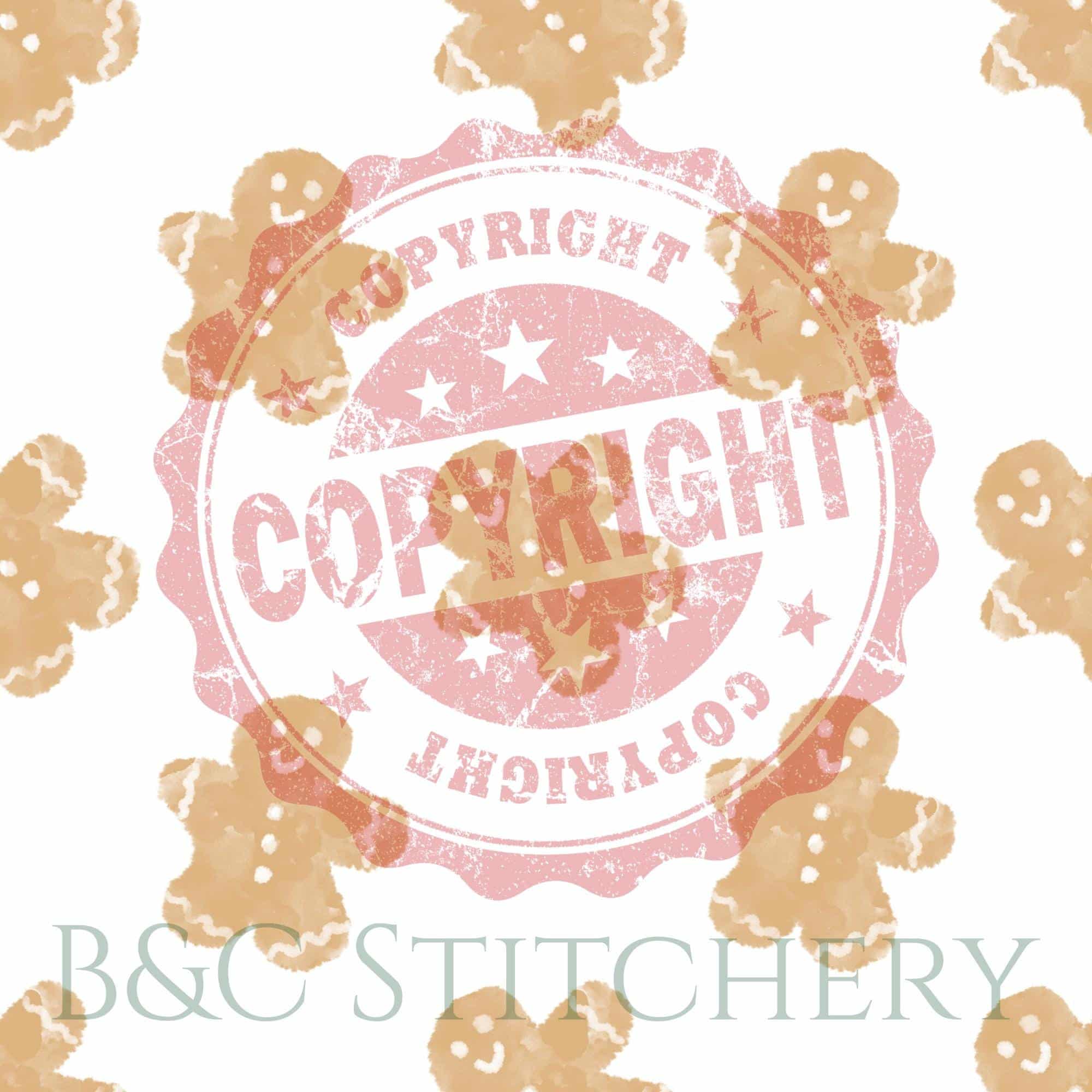 Gingerbread men pattern with copyright stamp.