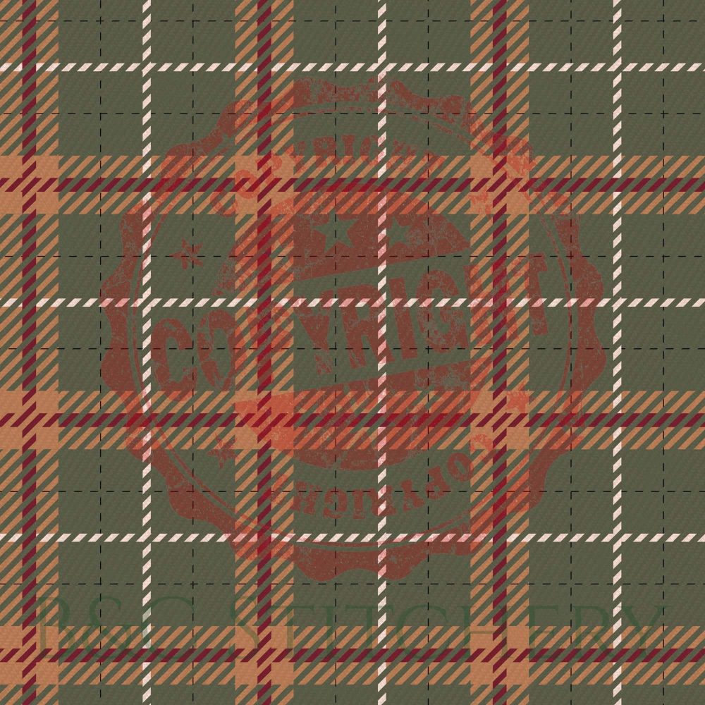 Vintage plaid pattern with 'copyright' text overlay.