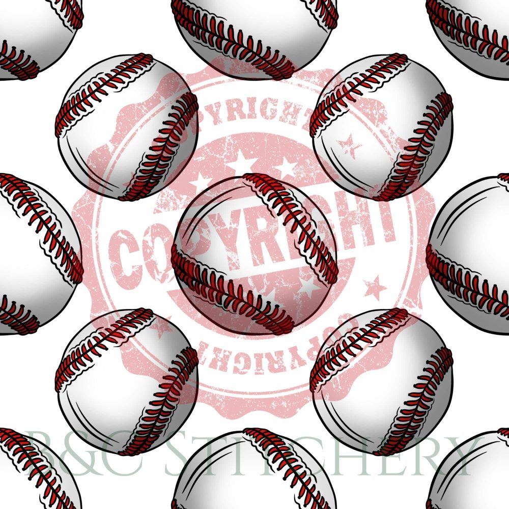 Pattern of baseballs with copyright watermark