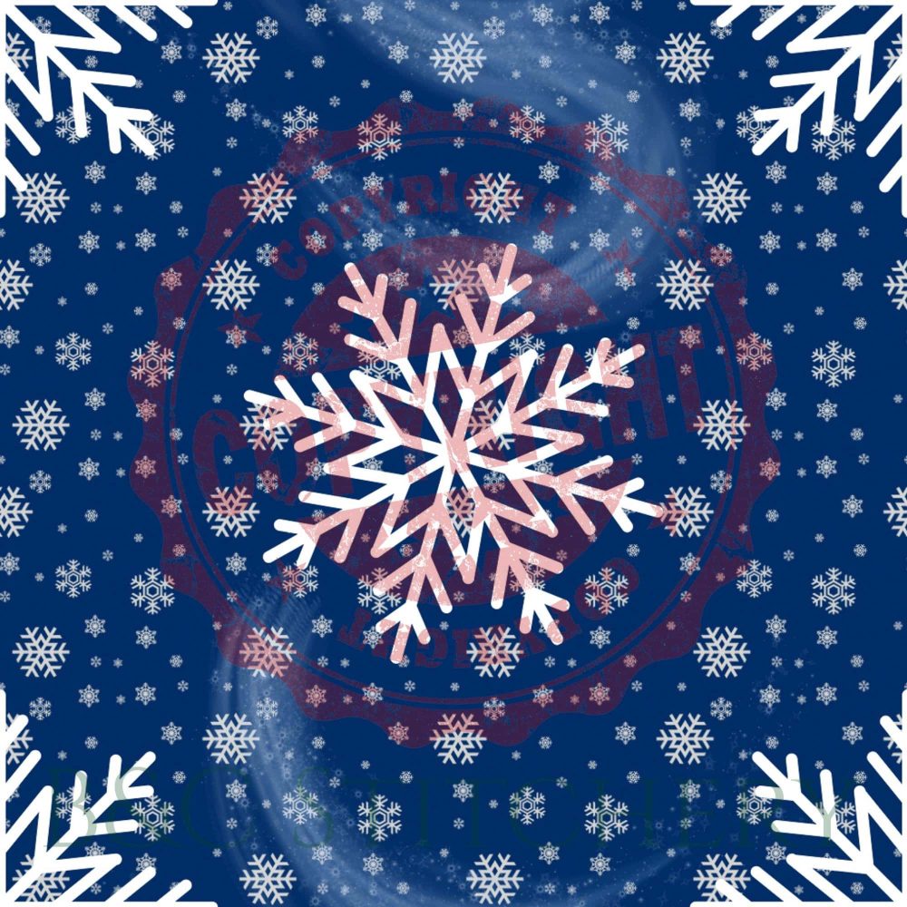 Patterned blue background with white snowflakes