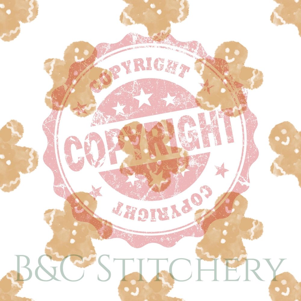 Gingerbread men with copyright overlay pattern