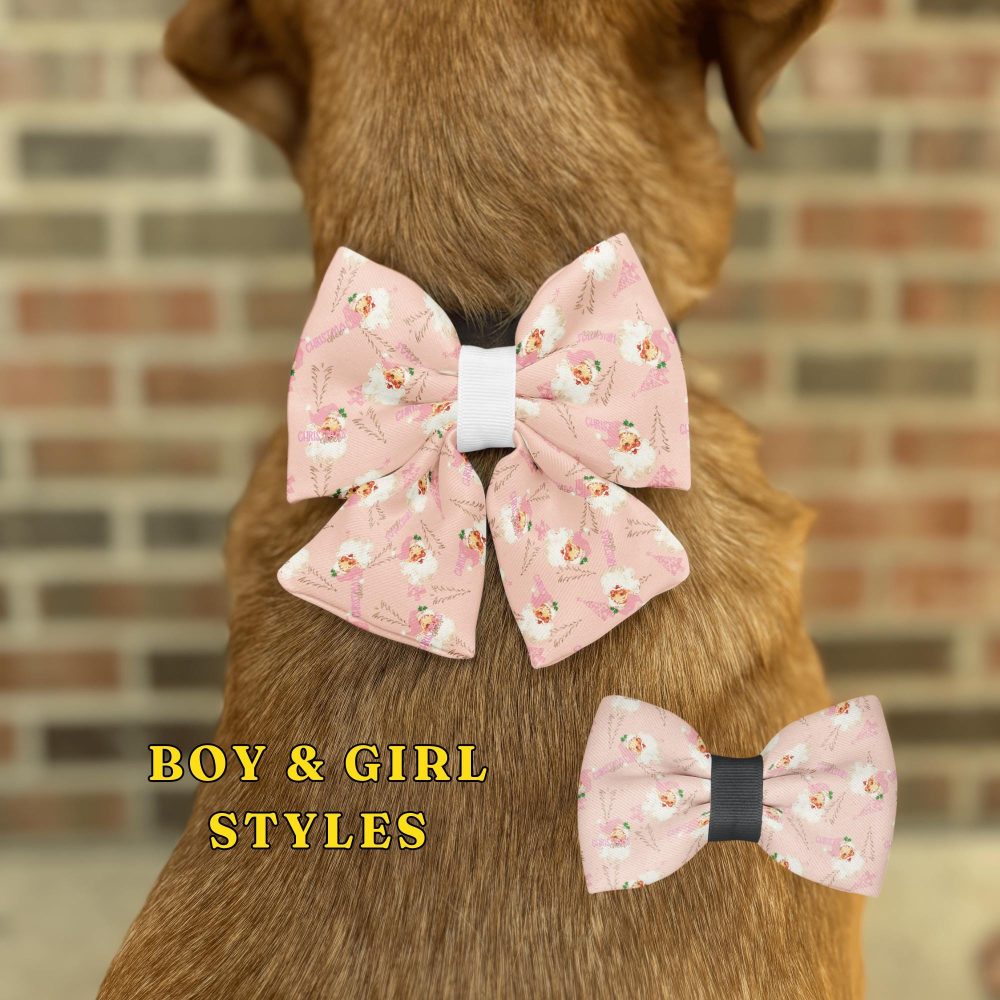 Dog with pink bow for boy and girl styles